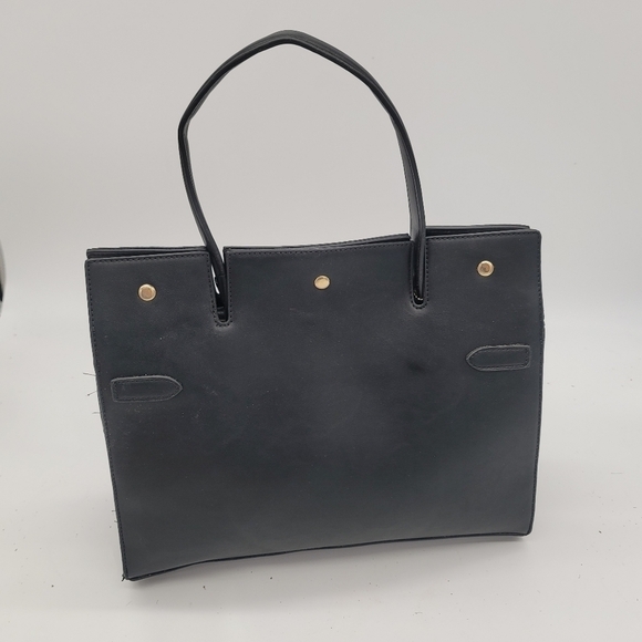 Savanna BLack Genuine Leather Tote Bag Shoulder 13" x 11" - Picture 10 of 11